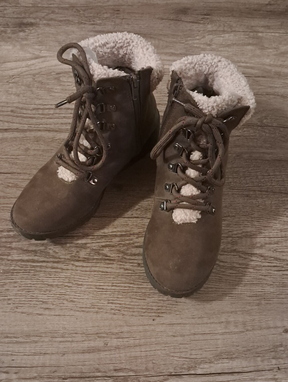 Girls MIA Brown Lace-Up Faux-Shearling Winter Boots